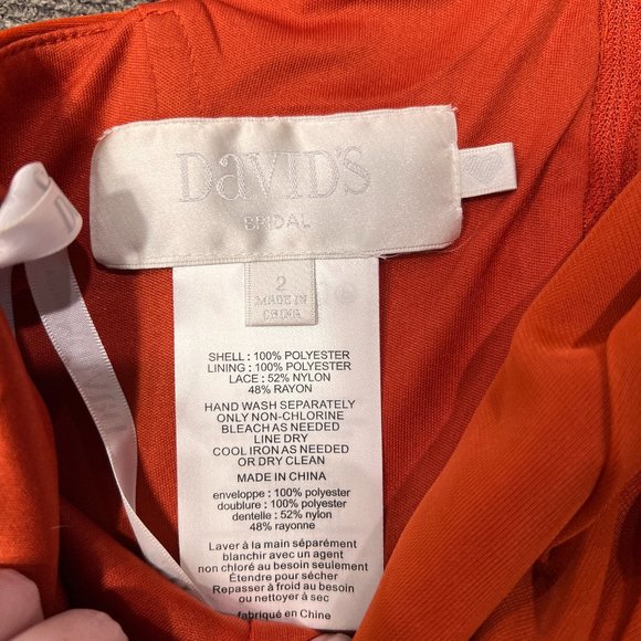 David's Bridal Burnt Orange and Purple One Shoulder Strap Dress - Picture 3 of 4